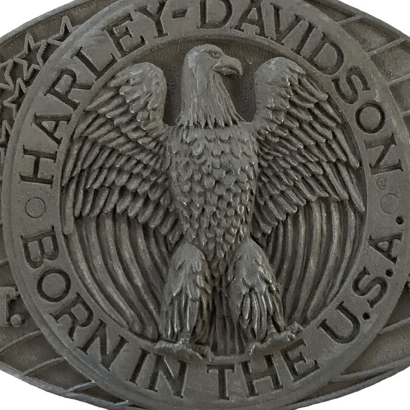 Vtg Harley Davidson Motorcycle 1970s Bald Eagle Made in USA Pewter Belt Buckle - Picture 4 of 10